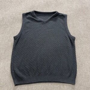 Vintage Sweater Vest Grey Argyle Knit Vneck 80's Men's Medium Made in USA